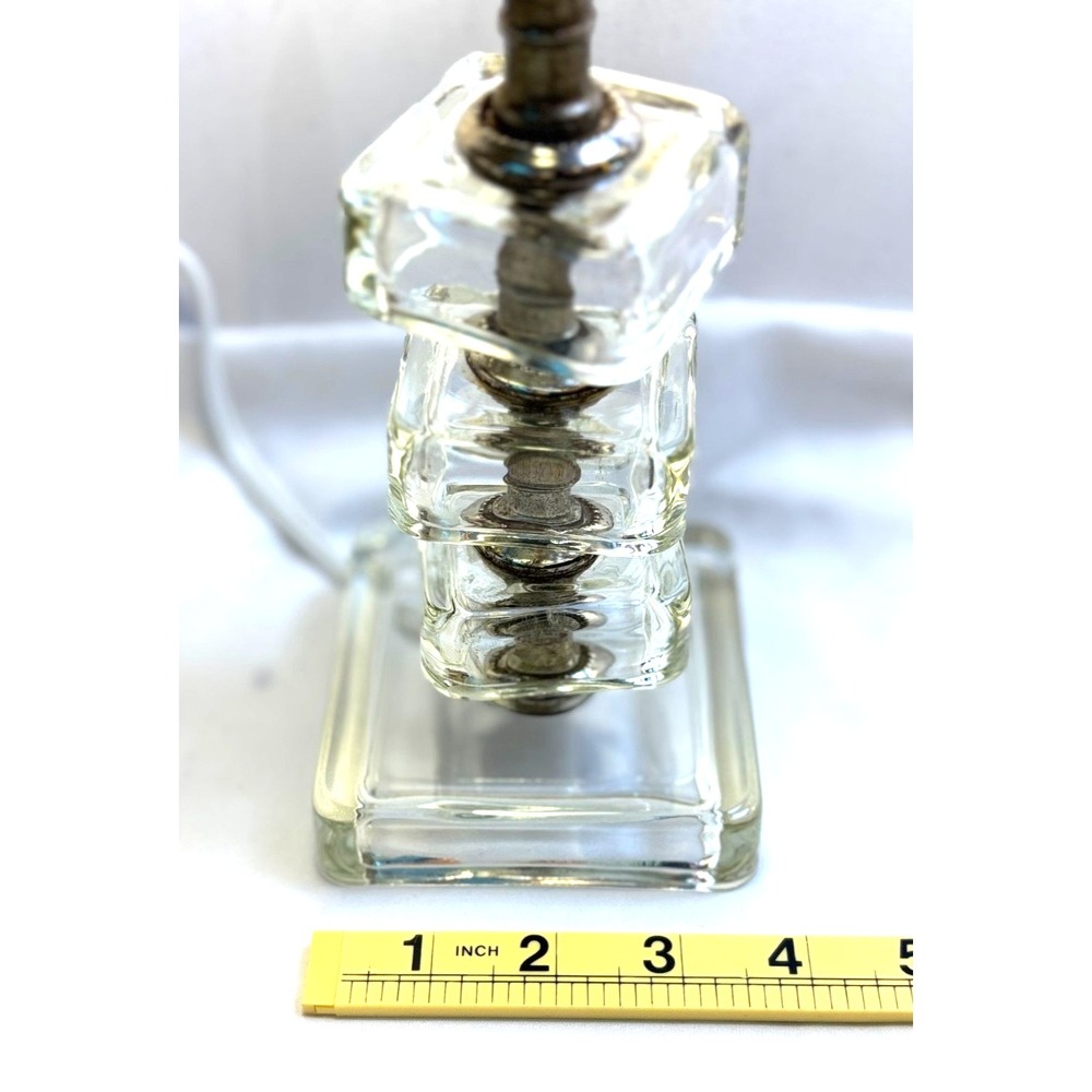 Vtg MOVEABLE MCM Stacked Crystal Glass Cube Blocks Table Lamp